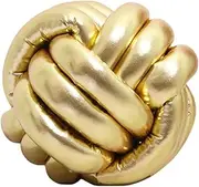 Knot Ball Pillows, 20cm Round Throw Pillows Decorative Knotted Ball Pillow Cushion, Round Throw Pillow Cushion Home Decoration Plush Pillow for Christmas Handmade Knot Pillow Ball (Gold)