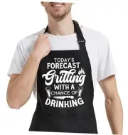 Funny Cooking Aprons for Women Men with Pocket, Grill Apron with Adjustable