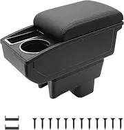 KAERGK Car Armrests for Suzuki Swift 2005-2024, Centre Consoles for Car, Double Storage Space with Drink Holder, Easy Assembly, Comfortable and Durable Leather, Black (Black Line)