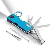 Keychain Nail Clipper Multitool, 8 in 1 EDC Utility Tool with Nail Clipper, Pocket Knife, Scissors, Tweezers, Gifts for Him Men Husband Dad Boyfriend (Blue)