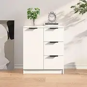 White Sideboard, Dining Buffet Table, Room Furniture with Storage - Modern Kitchen Cabinets and Shelves - 60x30x70 cm Engineered Wood