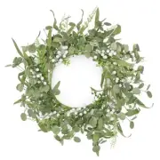 20 Inch Artificial Eucalyptus Wreath for Front Door with Lights, Spring Summer