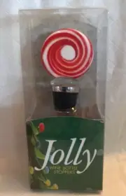 WORLD ARTISAN DESIGN COLLECTION WINE BOTTLE STOPPER PEPPERMINT CANDY HOLIDAY