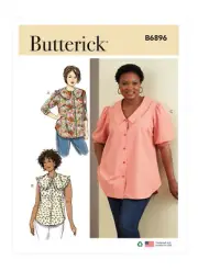 Butterick Sewing Pattern B6896 Womens Top Button Front Variations Sizes 30W-38W