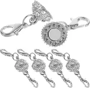 HOMSFOU 5Pcs Magnetic Jewelry Clasps Double Lobster Clasp Connectors Rhinestone Design Smooth Finish for Necklaces Delicate Magnetic Locking Buckles Stylish Accessories