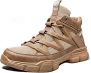 [USOR] Safety Trainers Men Women Steel Toe Cap Safety Shoes Work Trainers Work Boots Lightweight Puncture Proof Comfortable Slip-Resistant Sneakers for Industrial Construction Khaki/Black