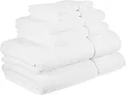 Vera Wang - Bath Towels Set, Luxury Cotton Bathroom Set, Plush & Super Absorbent (Modern Lux White, 6 Piece)