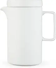 Pinky Up Jona Teapot, Modern Ceramic Loose Leaf Tea Infuser with Lid and Gold Infuser Basket, Set of 1 42 Oz White Stoneware