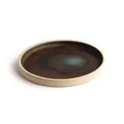 6x Flat Round Plate Brown with Green Verdigris 180mm Olympia Canvas Dish Set