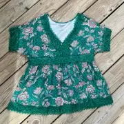 Torrid Babydoll Super Soft Lace Trim Button-Front Top Size 5 (5X). NEW