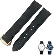 KKFAUS Crocodile Leather Watch Band Fit for Omega De Ville Seamaster Constellation 18mm 19mm 20mm 21mm 22mm Real Alligator Skin Strap (Color : Black Rose, Size : 20mm)