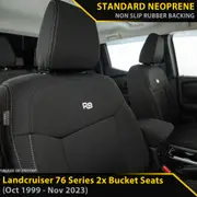 Toyota Landcruiser 76 Series (2x Bucket Seats) Neoprene 2x Front Seat Covers (Available)