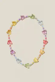 Cotton On Kids - Kids Beaded Necklace - Rainbow butterfly