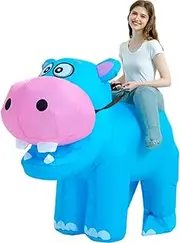 [One Casa] Inflatable Costume Adult,Blow Up Party Costumes,Riding Hippo Costume,Halloween Costumes for Men Women (72INCH)