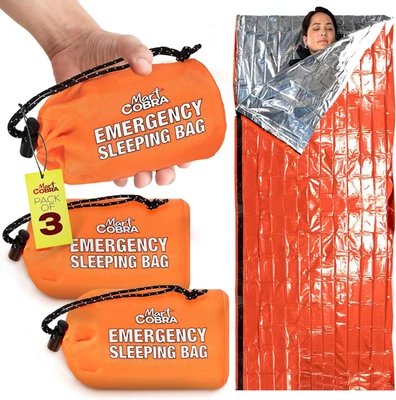 Emergency Sleeping Bag for Survival Gear and Supplies 3-Pack Life Sack Waterproo