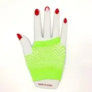 Lime Green Short Fishnet Finger-less Gloves 1980's Neon Colour Party Accessories