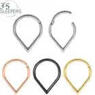 Pair & Singles G23 Titanium Tear-Drop Hinged Hoop Segment Nose Ear Ring Earrings
