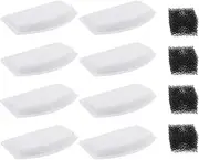 VGOL 8PCS Pet Water Fountain Filters with 4PCS Black Sponge Compatible with ZeePet 100oz/3L Stainless Steel D60/3L Fountain 3.56x2.38x0.47inch