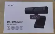 VAVA Webcam Model VA-VD020, 2K HD, 4X Zoom, Auto Focus, Tripod, New Sealed