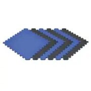 Norsk Gym Floor Tile 24-Tile Foam Reversible Interlocking Checkered Blue/Black