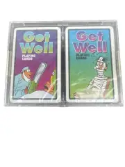 VTG 2 Pack Get Well Humorous Playing Cards Comic Gag Gift New Sealed Clear Box