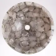 15" Smoky Quartz Round Washbasin / Quartz Stones Sink Interior Decor
