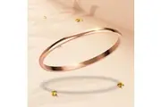 Solid Round Stainless Steel Bangle in Rose Gold