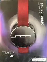 SOL REPUBLIC V8 TRACKS Red Headphones With Music And iPhone Control SEALED