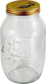 [Grant Howard] Les Fruits de Provence Preserve jar, Metal Emboss Top, 51 Ounces, Glass Food Storage Canning Container, Clear