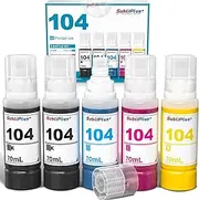 SubliPlus+ 104 Black Ink and Color Ink Replacement for Eco Tank Printer Ink, 104 Ecotank 4-colour multipack Compatible for ET-1810 ET-2820 ET-2720 ET-2860 ET-4800 ET-2710 ET-2870 Printer(BKCMY)
