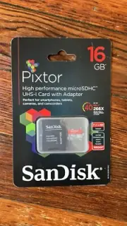pixtor sandisk 16gb microSDHC with adapter