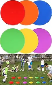 HUIRUMM Round Sports Marker Discs,9.8 Inch 6 pcs Spot Markers Anti Slip Skid Rubber,Carpet Spot Markers,Floor Spots Agility Markers for Kids Soccer Football Basketball Speed Agility Training
