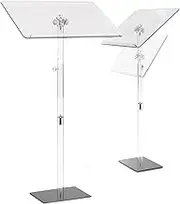 ZERTYLRE Acrylic Podium Stand, Angle Adjustable, Modern Lecterns & Pulpits for Classroom, Concert, Church, Speech, Easy Assembly, Metal Base, 23.6" L x 15.7" W x 42.3" H