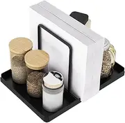 Audmore Napkin Holder for Table, Metal Napkin Holder with Salt and Pepper Shakers Caddy, Standing Paper Napkin Storage for Kitchen Dining Table Decor, Black