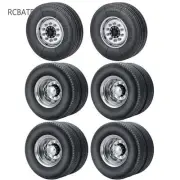 Front + Rear Wheel Rim Hub Tires Set for 1/14 RC Car Tamiya Tractor Truck