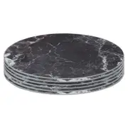 Harbour Housewares Round Glass Placemats - 30cm - Black Marble - Pack of 6