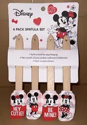 DISNEY MICkey Mouse VALENTINES DAY 4 PACK SILICONE Mini SPATULA New