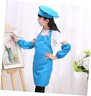 Kisangel Complete Chef Hat and Apron Set with Cooking Sleeve for Baking Painting and Decorating Parties Yellow for Ages for Role Play and