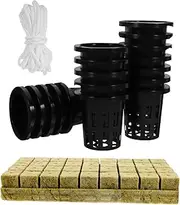 Abaodam 1set Hydroponic Grow Baskets Cotton and Rope for Indoor Gardening Planting Pots for Vegetables and Flowers Hydroponic Systems Cubes Cotton Rope