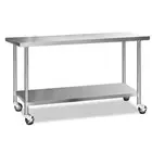 Cefito Stainless Steel Kitchen Benches Work Bench Food Prep Table Wheels XL 430