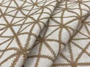 Kravet Embroidered Geometric Grid Uphol Fabric- X-Grid / Linen 2.70 yds 4571.616