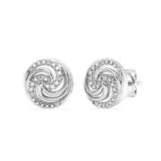 Bevilles Diamond Set Swirl Stud Earrings in Sterling Silver