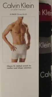 3 GENUINE CALVIN KLEIN SIZE: M L XL BLACK WHITE GRAY COTTON STRETCH BOXER BRIEFS