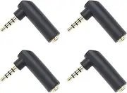 eMagTech 4PCS 3.5mm Headphone Audio Converter 4 Poles Right Angle Gold-Plated Jack Adapter Male to Female Audio Stereo Connector for Cellphone Tablet Speaker MP3 MP4