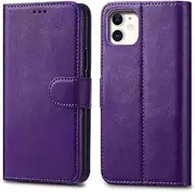 iPhone 11 Leather Case - Premium Wallet Case Leather Flip Cover For Apple iPhone 11 6.1" A2221 [Card Holder] [Magnetic Closure] (Purple)