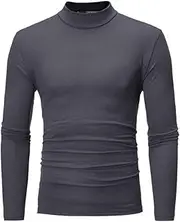 [Dninmim] Half High Collar Thermal Underwear Men Mock Neck Basic T-Shirt Blouse Pullover Long Sleeve Top