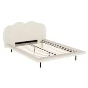 Artiss Bed Frame Single Queen Size LED Light Boucle Floating Beige SASA