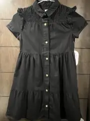 NWT Black Faded Glory Button Front Dress Girls Size 6x