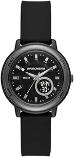 [Skechers] Women's Salerno Analog-Digital Black Silicone Watch, Black