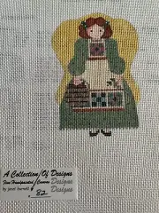 Hand Painted Needlepoint Canvas 18 CT ANGEL XMAS ORNAMENT IN APRON DRESS